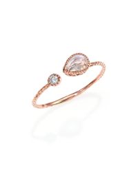 Jacquie Aiche | Pink Labradorite, Diamond & 14k Rose Gold Teardrop Waif Wrap Ring | Lyst