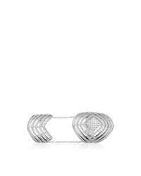 Fallon | Metallic Labyrinth White Crystal-Pavã© Double Ring | Lyst