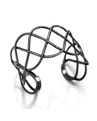 John Hardy | Black Ruthenium Plating Wide Braided Cuff | Lyst