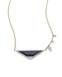Meira T | Blue Sapphire, Diamond & 14k Yellow Gold Triangle Necklace | Lyst