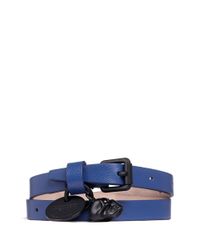 Alexander McQueen | Blue Skull Double Wrap Leather Bracelet for Men | Lyst
