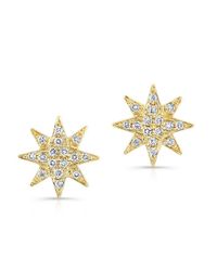 Anne Sisteron - 14kt Yellow Gold Diamond Starburst Stud Earrings - Lyst