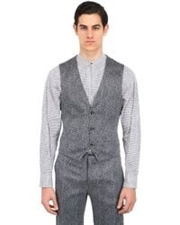 Giorgio Armani | Gray Stretch Silk Seersucker Chevron Vest for Men | Lyst
