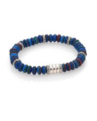 John Hardy | Blue Batu Bedeg Sterling Silver Beaded Bracelet/rainbow Calsillica | Lyst