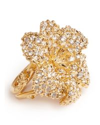 Alexander McQueen | Metallic Swarovski Crystal Flower Ring | Lyst