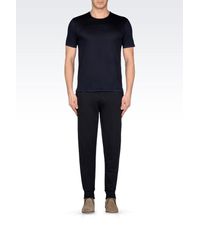 Emporio Armani | Blue Jersey T-Shirt With Logo Print for Men | Lyst