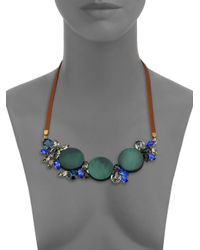 Marni | Green Horn, Crystal & Leather Pendant Necklace | Lyst