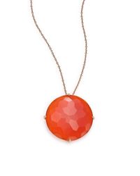 KALAN by Suzanne Kalan | Metallic Orange Chalcedony & 14K Rose Gold Large Round Pendant Necklace | Lyst