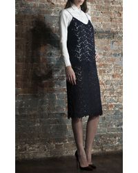 Katie Ermilio | Blue Floral Wool Lace Slip Dress | Lyst
