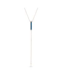 Anne Sisteron - Pink 14kt Rose Gold Turquoise Bar Diamond Lariat Necklace - Lyst