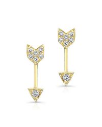 Anne Sisteron - 14kt Yellow Gold Diamond Mini Arrow Stud Earrings - Lyst