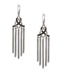 John Hardy | Metallic Classic Chain Black Sapphire & Sterling Silver Knot Chandelier Earrings | Lyst