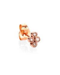 Jacquie Aiche | Metallic Diamond & 14K Rose Gold Cluster Single Stud Earring | Lyst