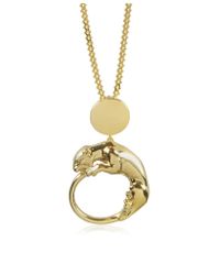 Roberto Cavalli - Metallic Panther Light Gold Tone Metal Pendant - Lyst