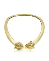 Roberto Cavalli - Metallic Panther Golden Metal Necklace Wcrystals - Lyst
