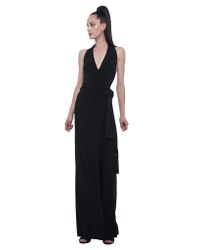 Norma Kamali | Black Halter Wrap Dress Long | Lyst
