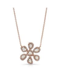 Anne Sisteron - Pink 14kt Rose Gold Diamond Slice Fleur Necklace - Lyst