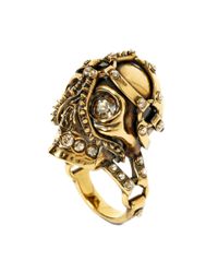 Alexander McQueen | Metallic Harness Skull Ring for Men | Lyst