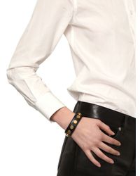 Saint Laurent | Black Studded Leather Cuff Bracelet | Lyst