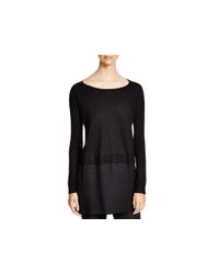 Eileen Fisher | Black Mixed Media Sweater | Lyst