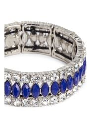 Kenneth Jay Lane | Blue Crystal And Lapis Elasticated Bracelet | Lyst