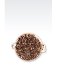 Emporio Armani | Metallic Ring In Gold-Plated Steel And Topaz | Lyst