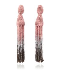 Oscar de la Renta | Soft Pink & Metallic Long Ombré Tassel Earrings | Lyst