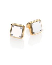 Marc By Marc Jacobs | Metallic Id Plaque Square Stud Earrings | Lyst