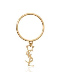 Saint Laurent | Metallic Monogram Gold Plated Silver Ring | Lyst