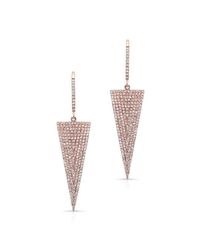 Anne Sisteron - Pink 14kt Rose Gold Diamond Triangle Drop Earrings - Lyst