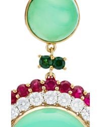 Abellan New York | Multicolor One Of A Kind Chrysoprase, Burma Ruby And Diamond Earrings . | Lyst