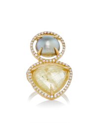 Jordan Alexander | Metallic Mo Exclusive: One Of A Kind 18k Gold Beryl And Pearl Slice Ring | Lyst