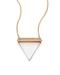 Michael Kors | Metallic Brilliance Statement Rock Crystal Triangle Long Pendant Necklace | Lyst