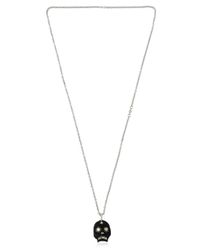 Alexander McQueen | Black Flocked Skull Necklace | Lyst