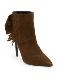 Saint Laurent | Brown Paris Fringed Suede Boots | Lyst