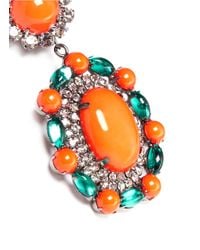 Kenneth Jay Lane | Orange Crystal Pavé Strass Drop Clip Earrings | Lyst
