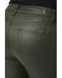 7 For All Mankind Green High Waist Knee Seam Ankle Skinny