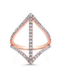 Anne Sisteron - Pink 18kt Rose Gold Diamond Spear Ring - Lyst