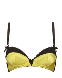 Bordelle | Yellow Silk Satin Viscose Lace Bra | Lyst