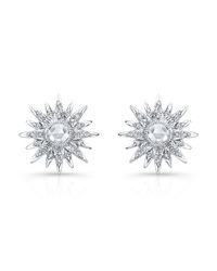 Anne Sisteron | 14kt White Gold Diamond Vintage Style Starburst Stud Earrings | Lyst