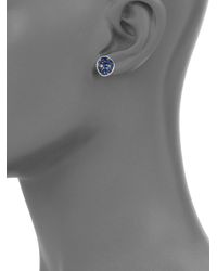 Plevé | Blue Deep Ocean Multicolor Sapphire, Diamond & 18k White Gold Pebble Stud Earrings | Lyst