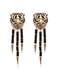 Roberto Cavalli | Metallic Tiger Earrings With Swarovski | Lyst