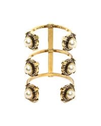 Alexander McQueen | Yellow Crystal & Pearly Golden Military Bracelet | Lyst
