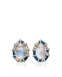 Nicholas Varney | Pear Shaped Blue Moonstone K2 Blue Granite Earclips | Lyst