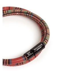 Tateossian | Red 'edinburgh' Plaid Leather Double Wrap Bracelet for Men | Lyst