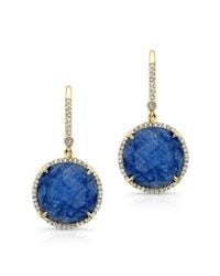 Anne Sisteron | 14kt Yellow Gold Blue Sapphire Diamond Round Earrings | Lyst