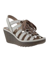 Fly London - Yito Wedge Sandal Off White Leather - Lyst
