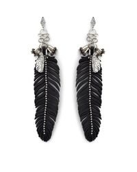 Rebecca Minkoff | Black Leather Feather Earring | Lyst