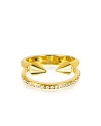 Vita Fede - Metallic Gold Plated Ultra Mini Titan Band Ring W/clear Crystals - Lyst