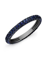 Anne Sisteron - 14kt Oxidized White Gold Blue Sapphire Ring - Lyst